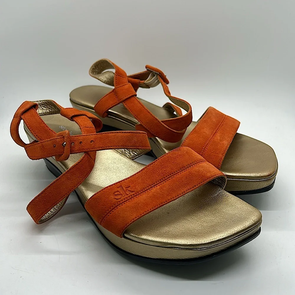 Stephane Ke’lian Burnt Orange Suede Wedge Platform Sandals Shoes **Sz 5.5**🌺🌺 - Picture 2 of 9